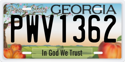GA license plate PWV1362