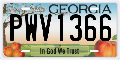 GA license plate PWV1366