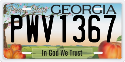 GA license plate PWV1367