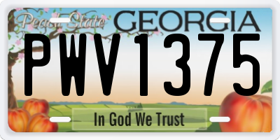 GA license plate PWV1375
