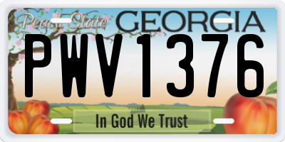 GA license plate PWV1376