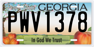 GA license plate PWV1378
