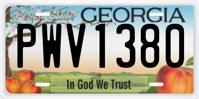 GA license plate PWV1380