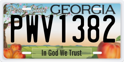 GA license plate PWV1382