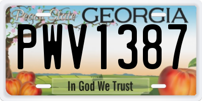 GA license plate PWV1387