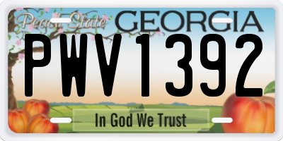 GA license plate PWV1392
