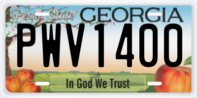 GA license plate PWV1400