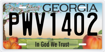 GA license plate PWV1402