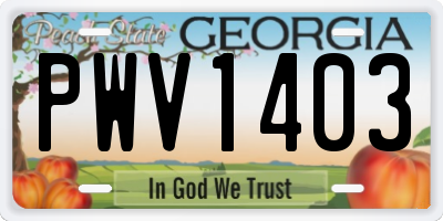 GA license plate PWV1403