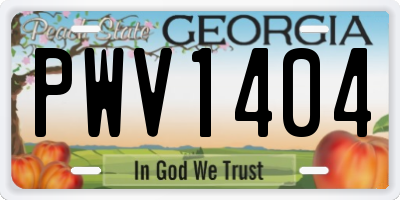 GA license plate PWV1404