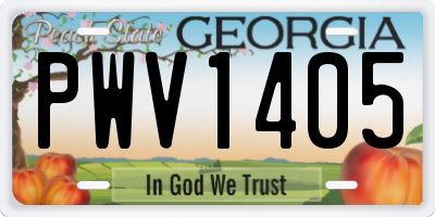 GA license plate PWV1405