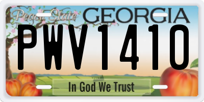 GA license plate PWV1410