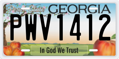 GA license plate PWV1412