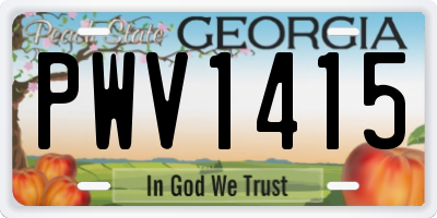 GA license plate PWV1415