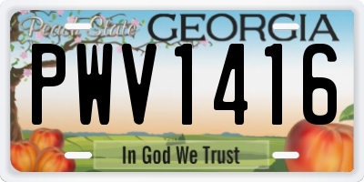 GA license plate PWV1416