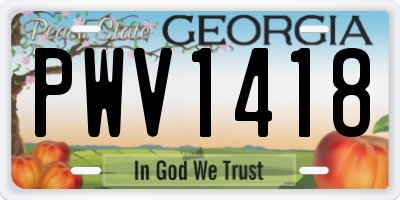 GA license plate PWV1418