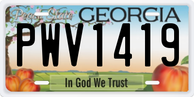 GA license plate PWV1419