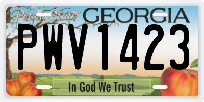 GA license plate PWV1423