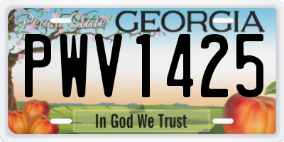 GA license plate PWV1425