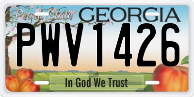 GA license plate PWV1426