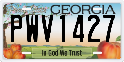 GA license plate PWV1427