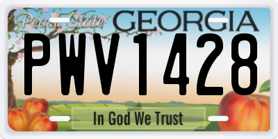 GA license plate PWV1428