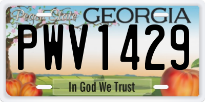GA license plate PWV1429