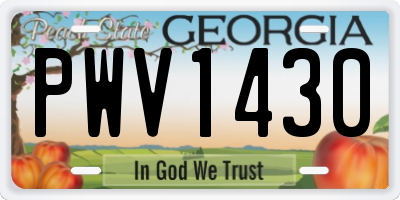 GA license plate PWV1430