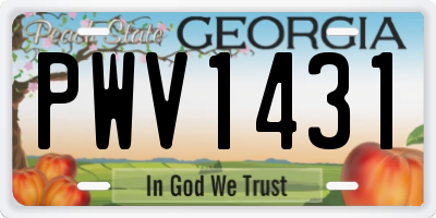 GA license plate PWV1431