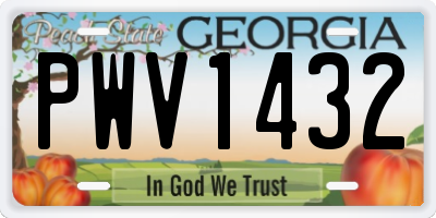 GA license plate PWV1432