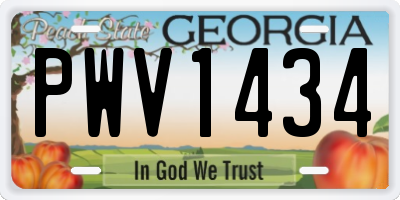 GA license plate PWV1434