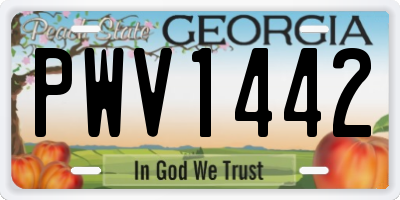 GA license plate PWV1442