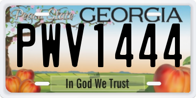 GA license plate PWV1444