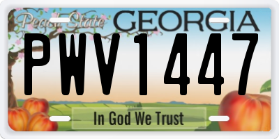GA license plate PWV1447