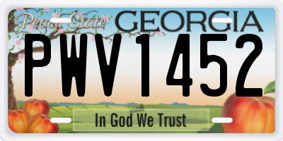 GA license plate PWV1452