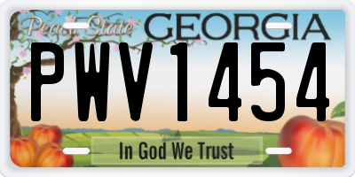 GA license plate PWV1454