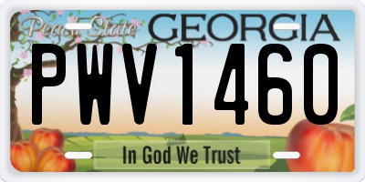 GA license plate PWV1460