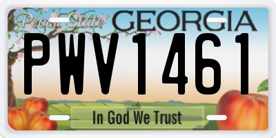 GA license plate PWV1461