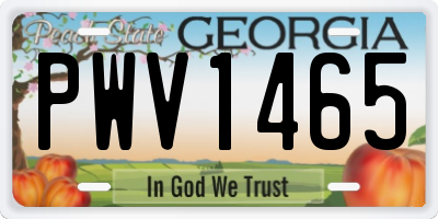 GA license plate PWV1465