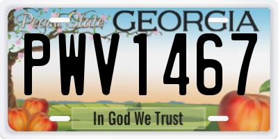 GA license plate PWV1467