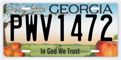 GA license plate PWV1472