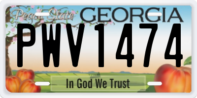 GA license plate PWV1474