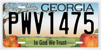 GA license plate PWV1475