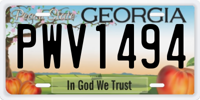 GA license plate PWV1494