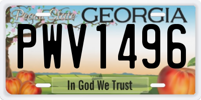 GA license plate PWV1496