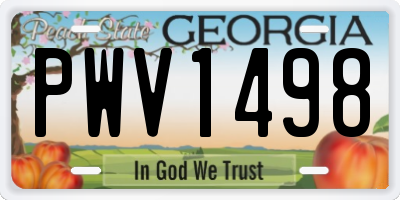 GA license plate PWV1498