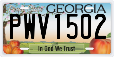 GA license plate PWV1502