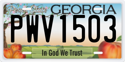 GA license plate PWV1503
