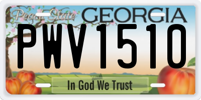 GA license plate PWV1510
