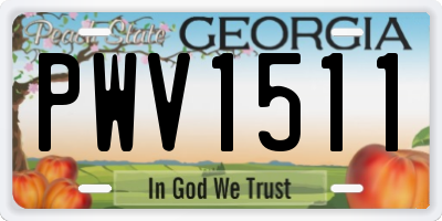 GA license plate PWV1511